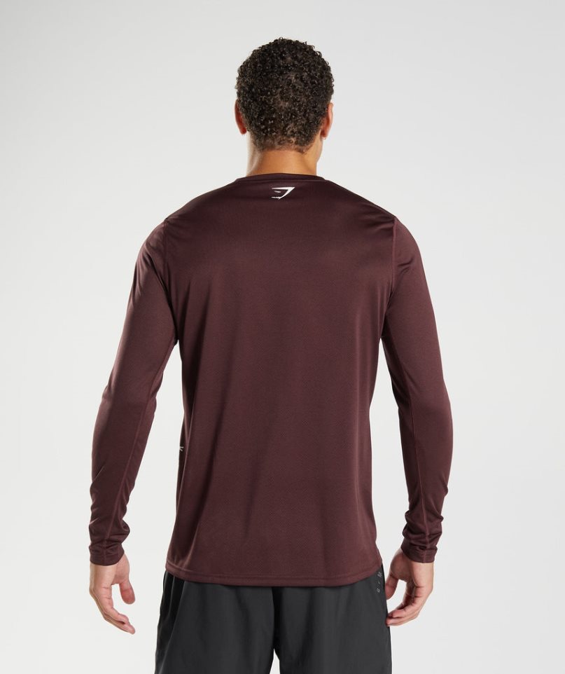 Men's Gymshark Sport Long Sleeve T-Shirts Burgundy | NZ 3MQPFY